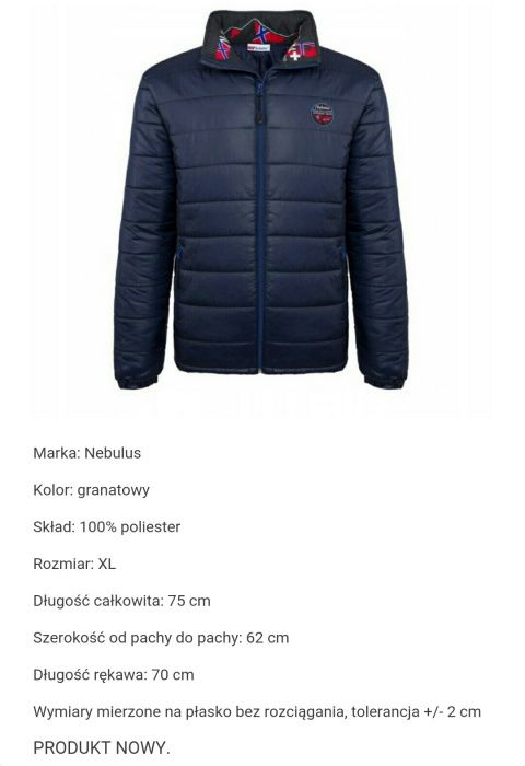 Kurtka męska ocieplana Nebulus nowa XL/XXL z Niemiec