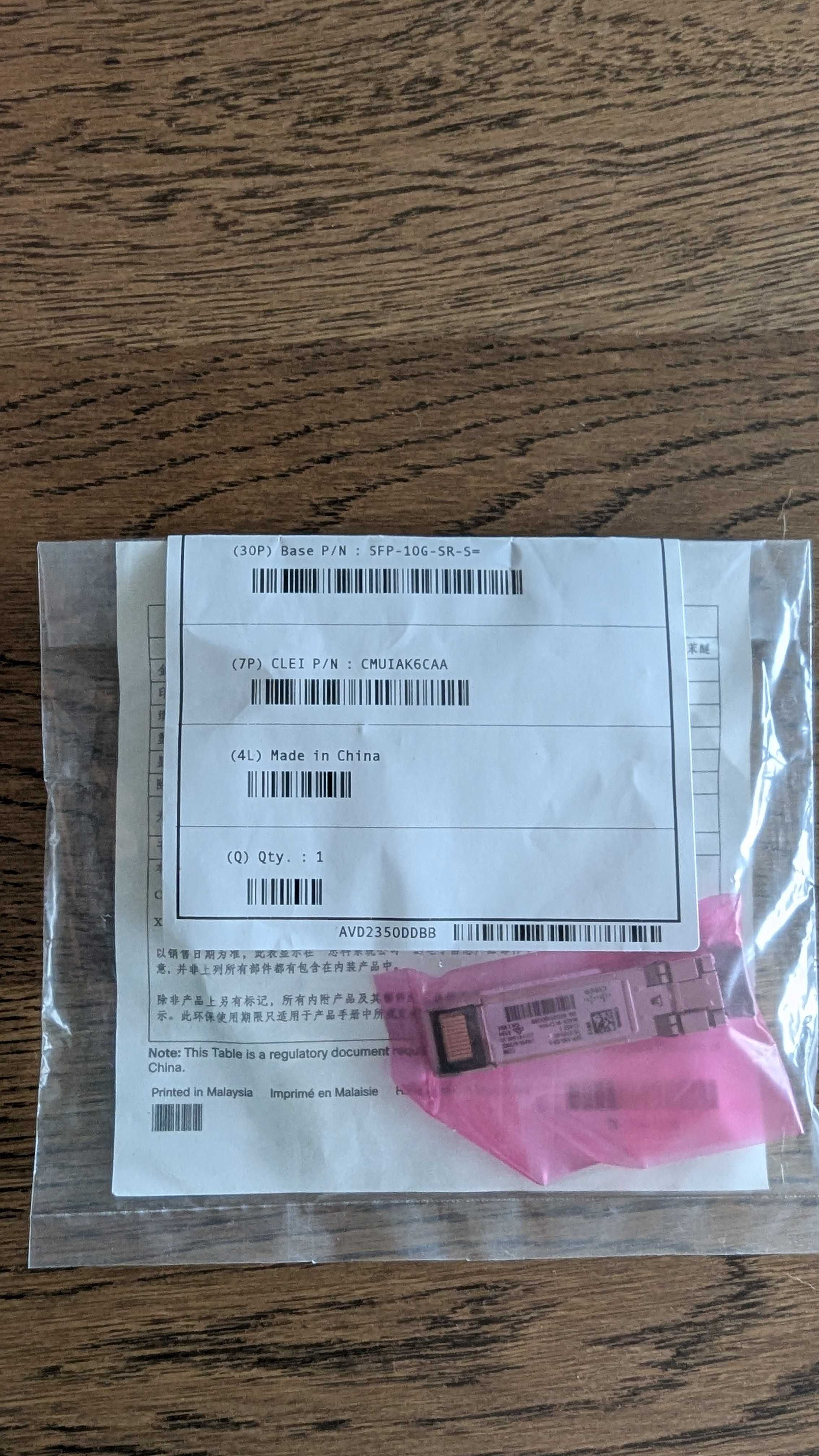 Transceiver Cisco SFP-10G-SR-S 10Gbps Original Novo