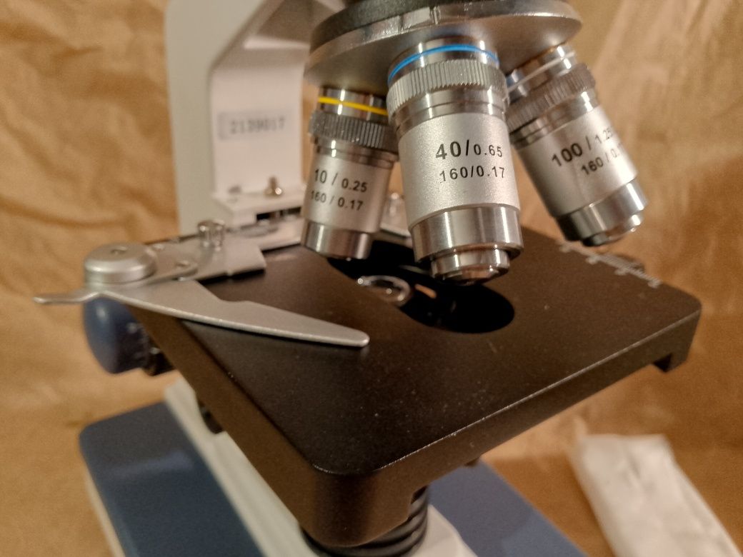 Mikroskop biolog. 1000x AmScope LED XY dwuoczny pzo studar zeiss delta