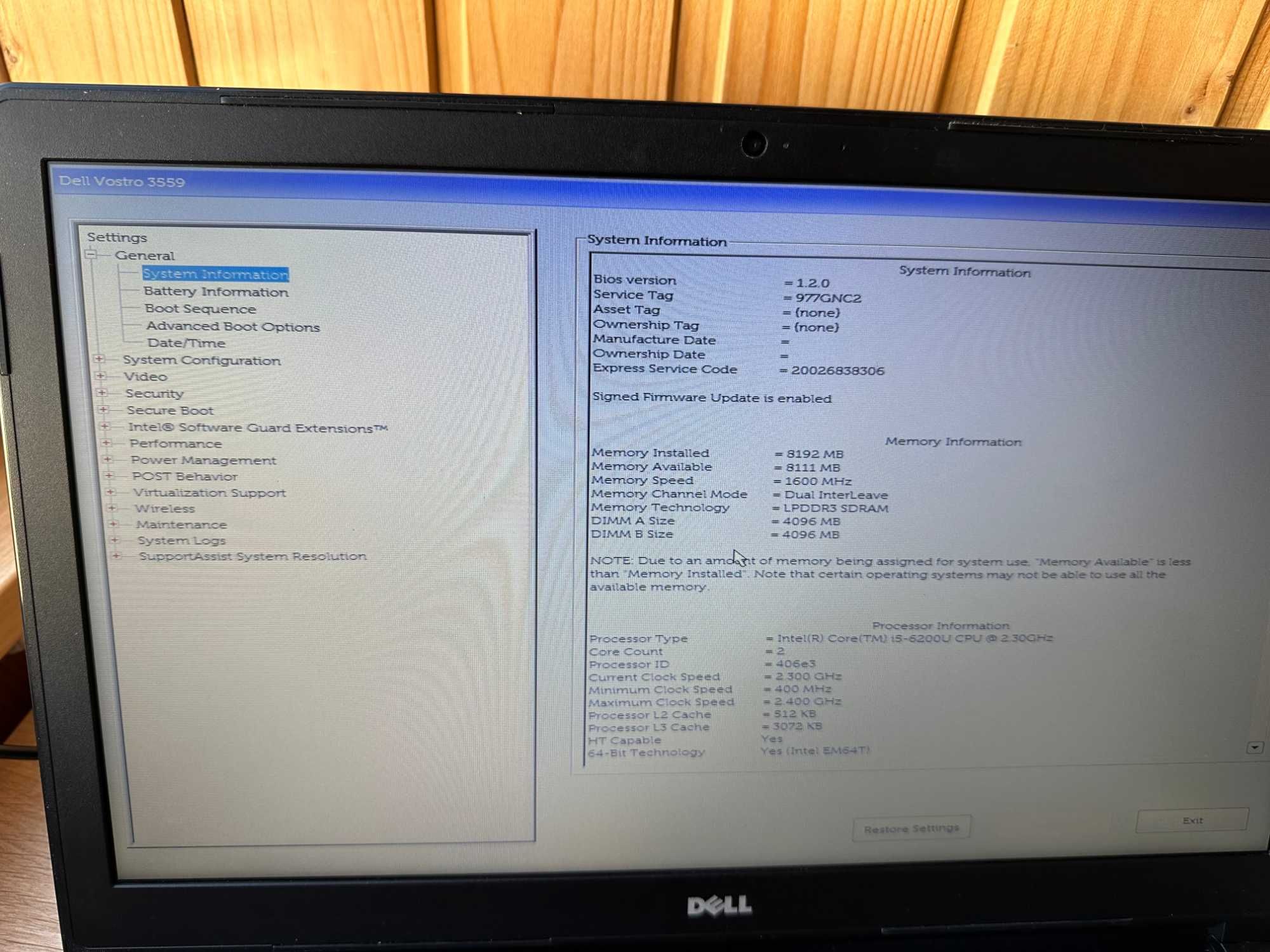 Ноутбук Dell Vostro 15 3559 i5 6200U RAM 8Gb HDD500Gb