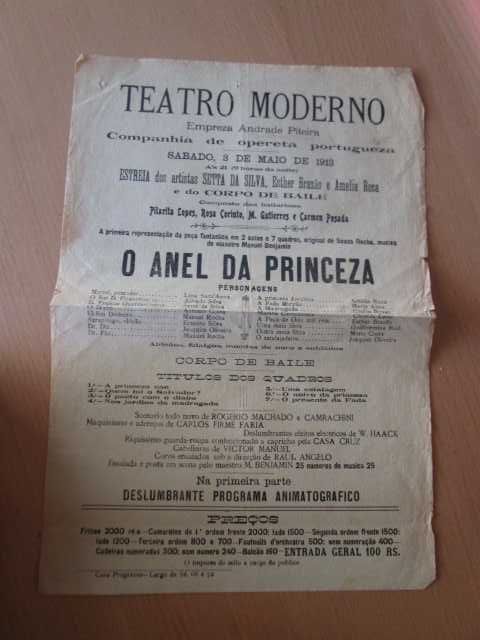 programas folhetos antigos de teatro