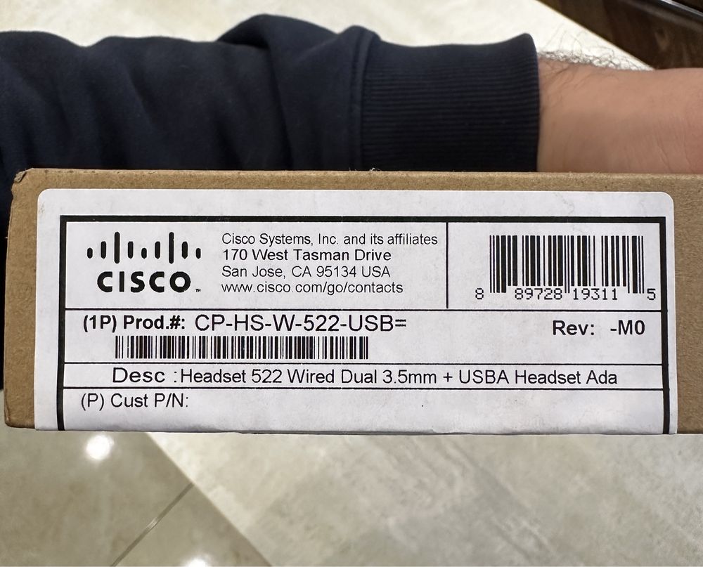 Гарнітура дротова Cisco CP-HS-W-522-USB=