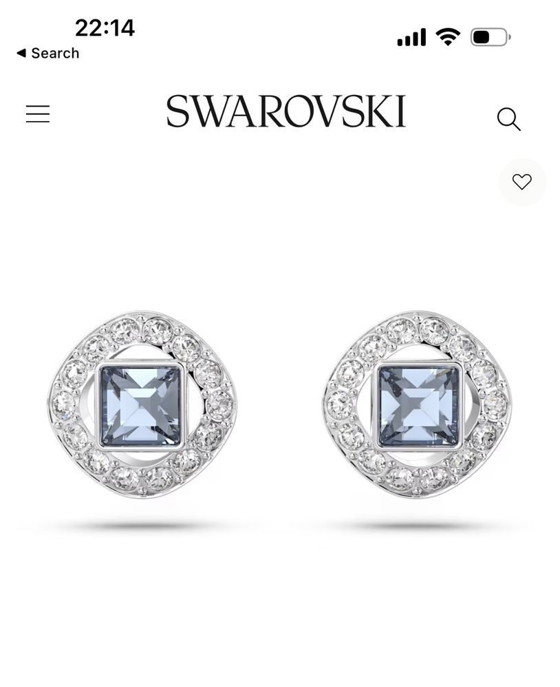 Swarovski сережки з голубим камінчиком
