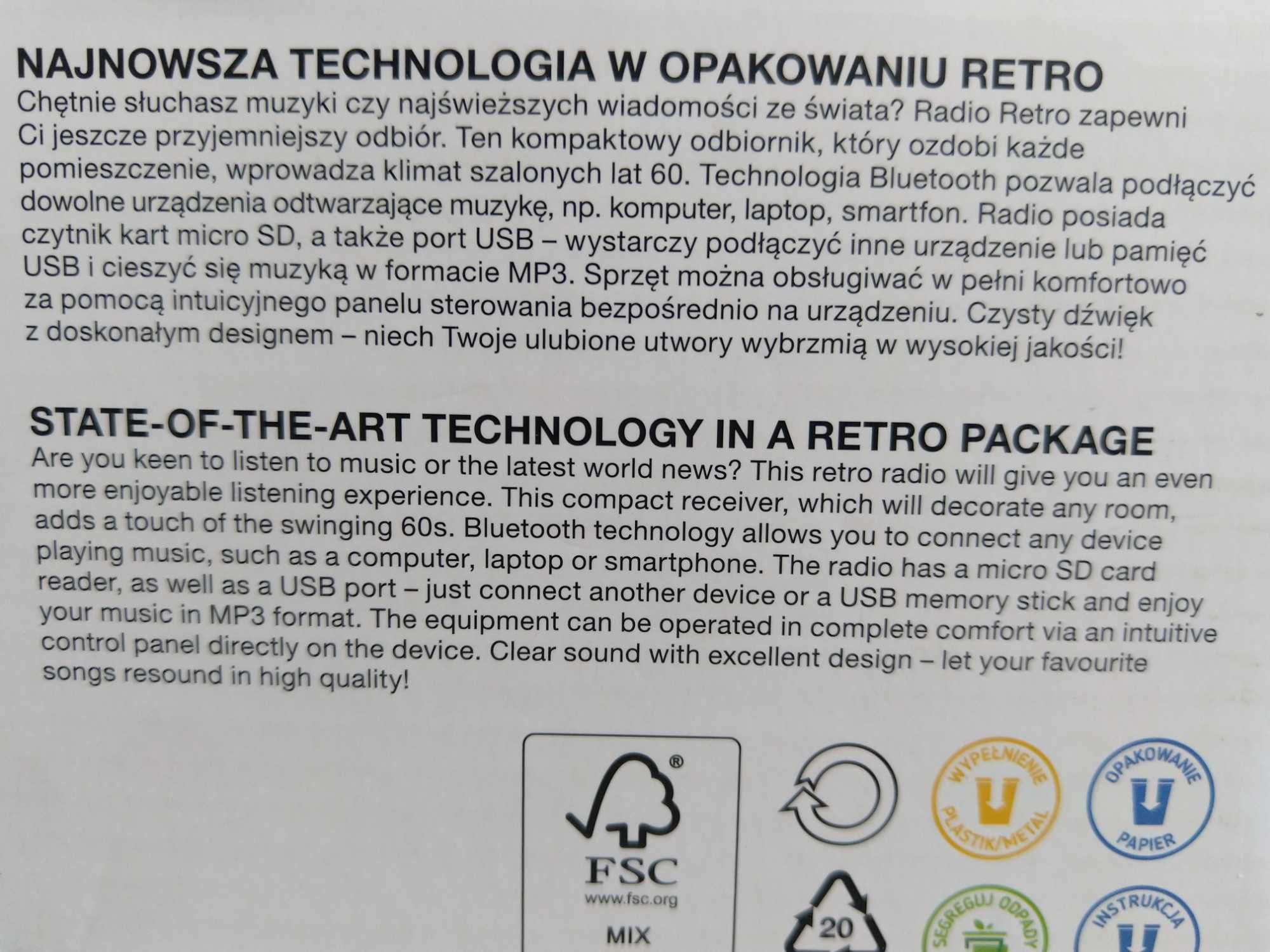 HIT Radio retro sieciowe bezprzewodowe akumulatorowe 2w1 KURIER