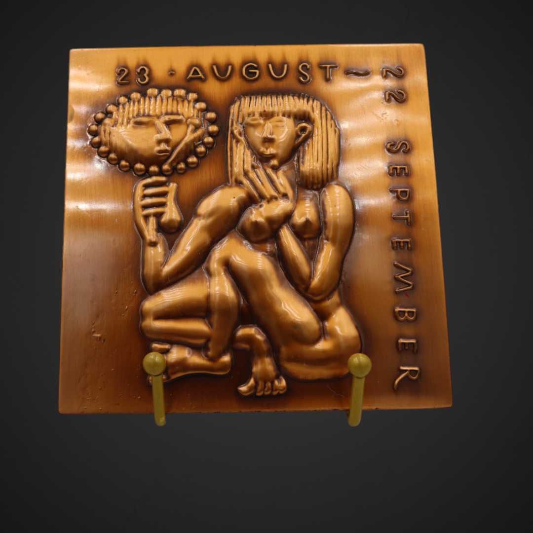Miedziana płaskorzeźba  znak zodiaku Panna miedź B5/072674