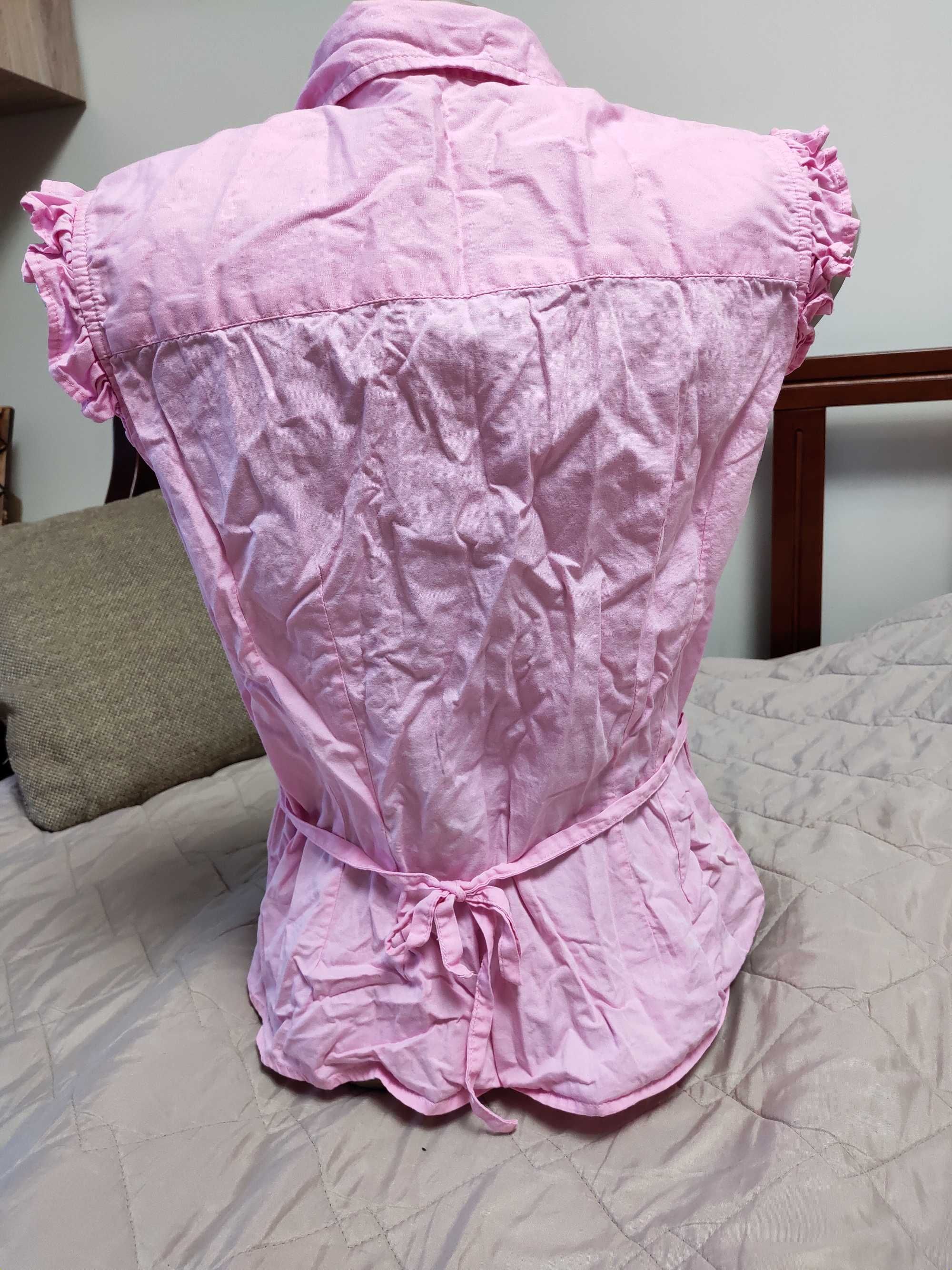 Ніжно рожева хлопкова блузка сорочка на літо 36 р