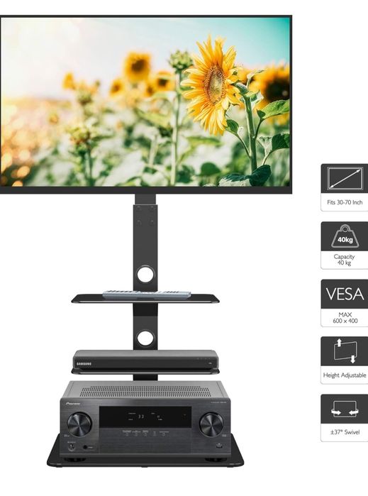 Bontec Uchwyt Stojak na TV z pólkami