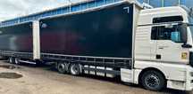MAN TGX 24.440 XXL 6x2 JUMBO AUTOMAT ZABUDOWA ALUMINIOWA HIPOCAR FIRANKA DŁ:7.80m + PRZYCZEPA TANDEM HIPOCAR FIRANKA DŁ:7.80m ZESTAW PRZESTRZENNY PRZZEJAZDOWY 120m3 NOWE PLANDEKI !!!!! EURO 6 2014r ŁADNY  Zestaw Przestrzenny Przejazdowy 120m3 6x2 Automat