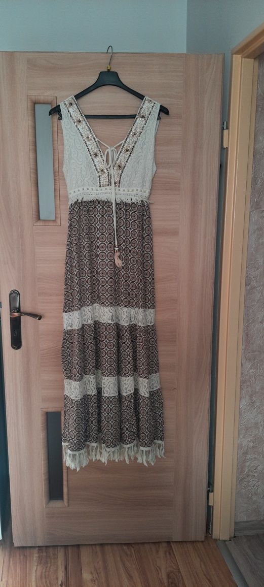 BOHO długa sukienka maxi XXS/XS