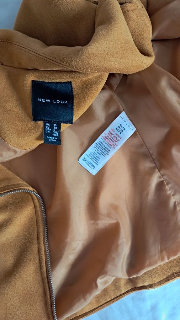Косуха куртка жіноча гірчичного кольору з екозамші new look xs-s