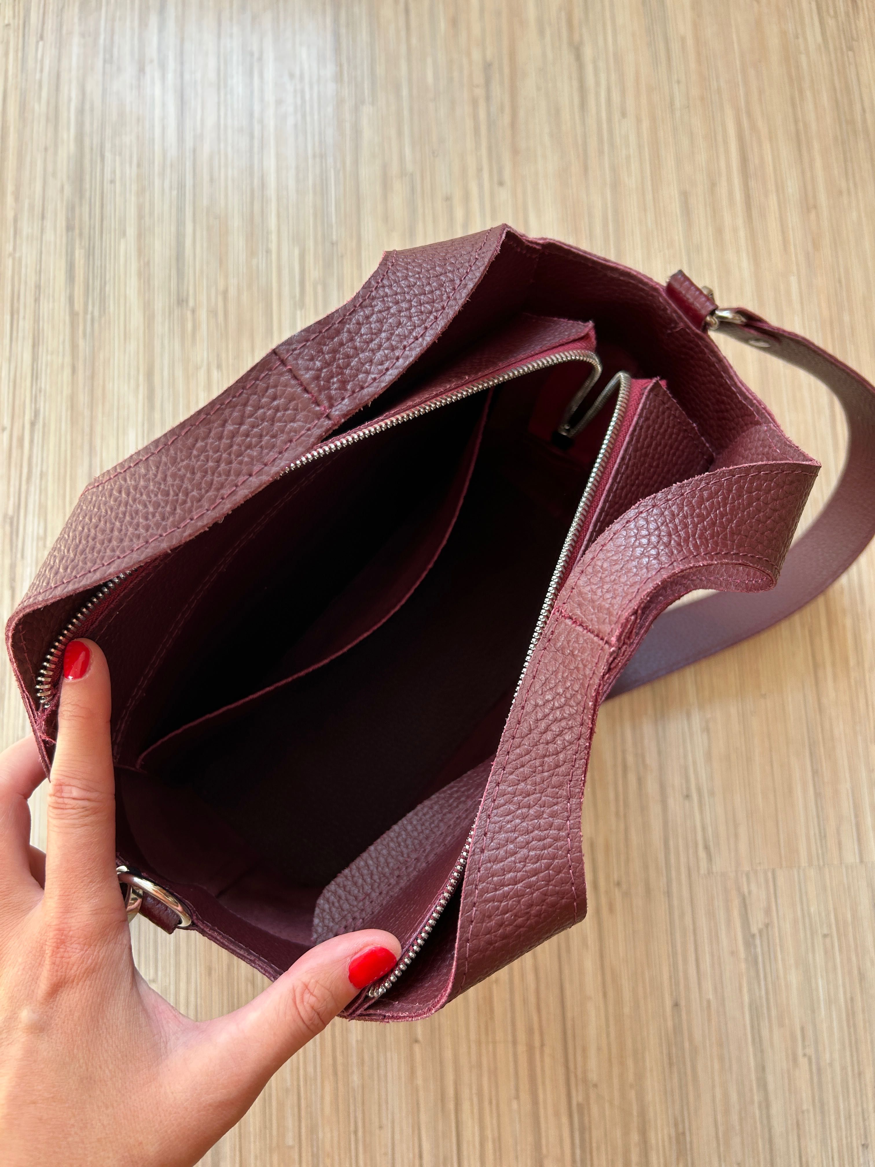 Шкіряна сумка Udler MeriJein, бордовий колір, стан нової.