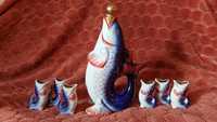 Набор керамика "Рыба с рыбками" графин с рюмками