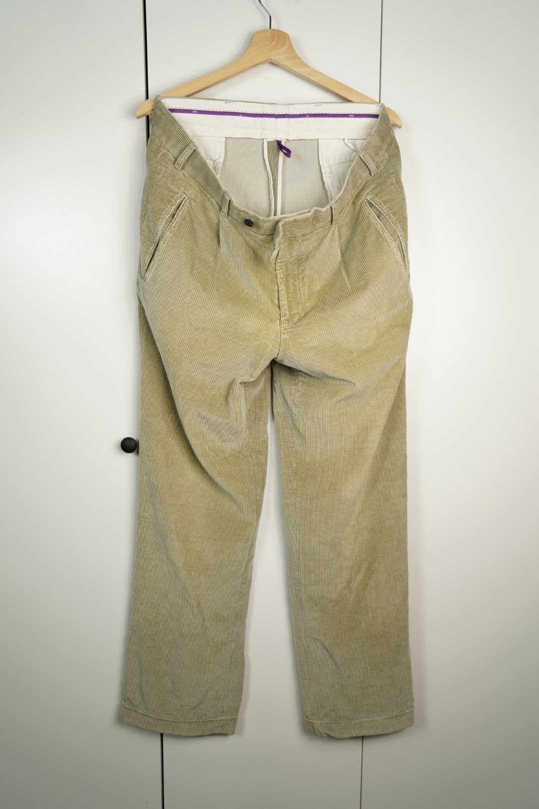 Hiltl kremowe męskie spodnie sztruksowe chinos L XL wus25