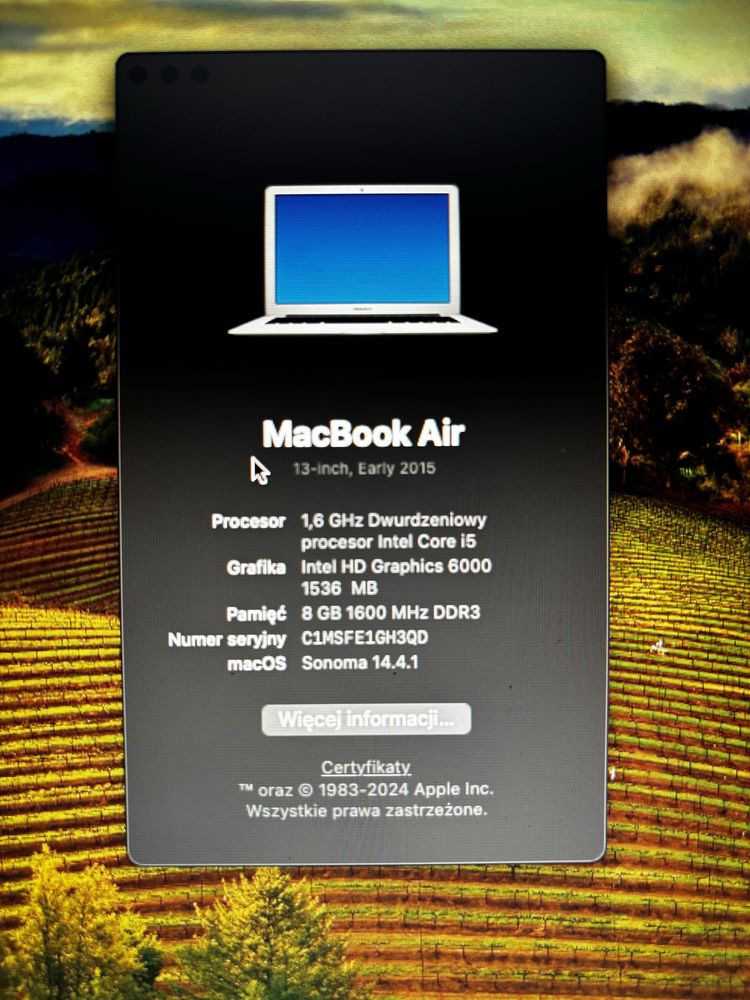 Macbook Air 13 2015 Sonoma Bateria