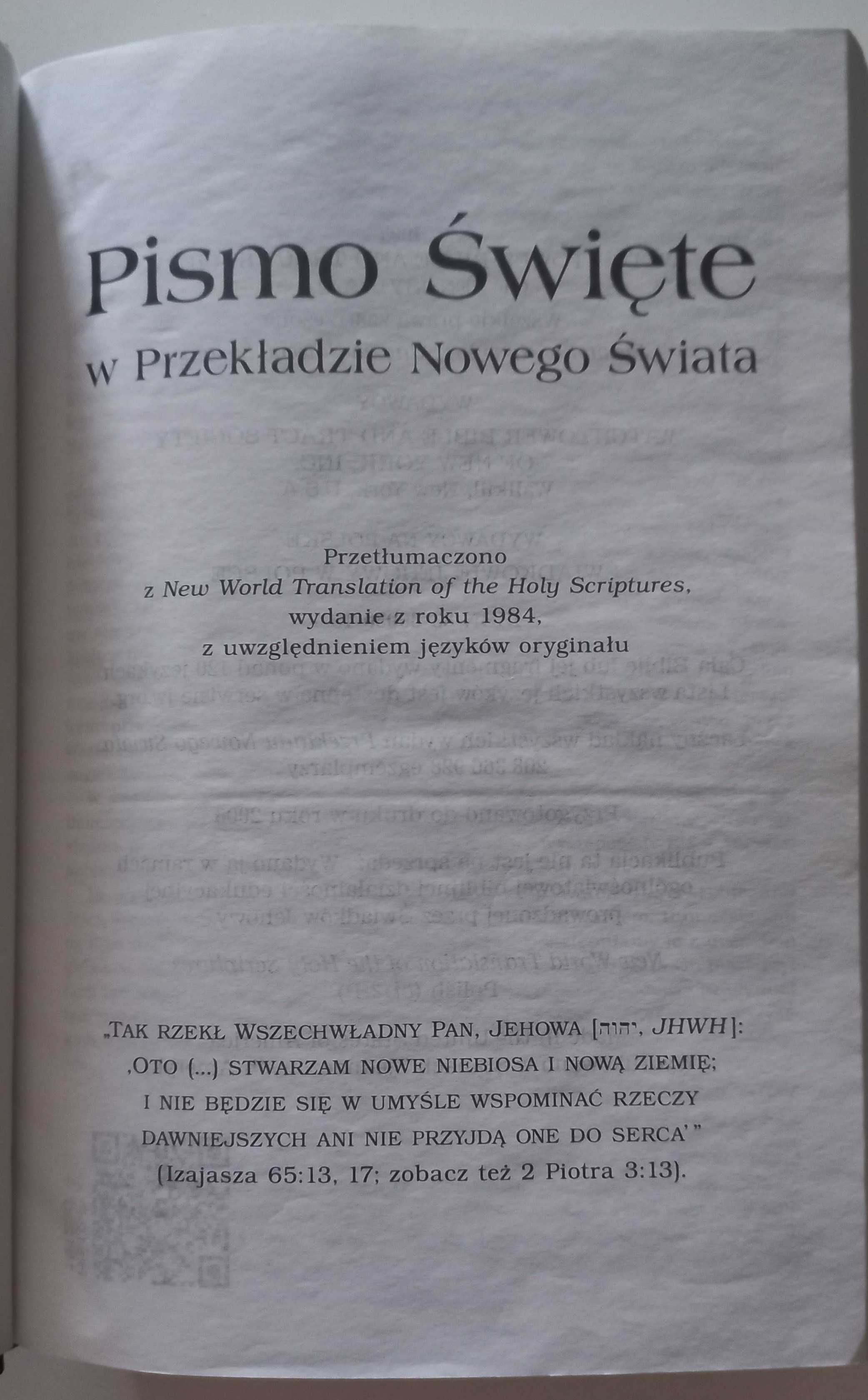 Pismo Święte w Przekładzie Nowego Świata