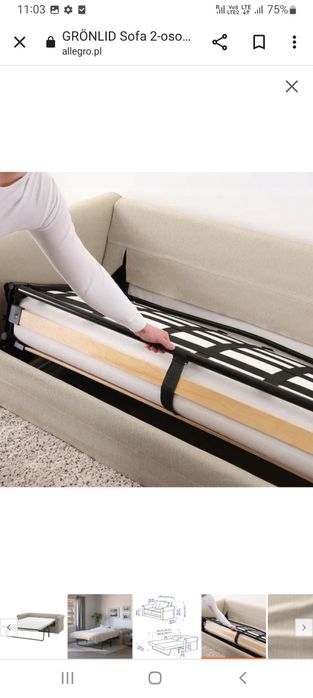Nowa modułowa ROZKŁADA sofa 2 os. GRONLID z Ikea -40% ceny