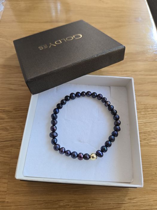 Bransoletka  czarne  perły słodkowodne