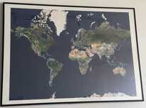 Mapa świata 70x50 cm plakat w ramce Reslig Ikea jak nowa
