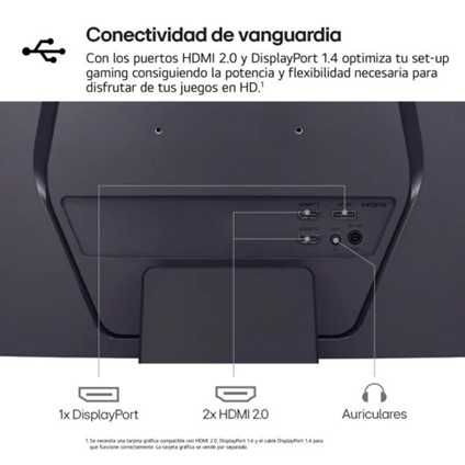 Monitor LG UltraGear 27GS60QC-B 27" LED VA QHD 180Hz FreeSync Curvo