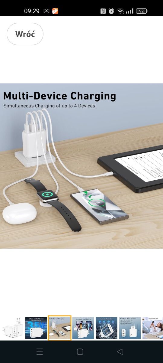Ładowarka USB C z 4 Portami (2C2A)- Biały 2szt,