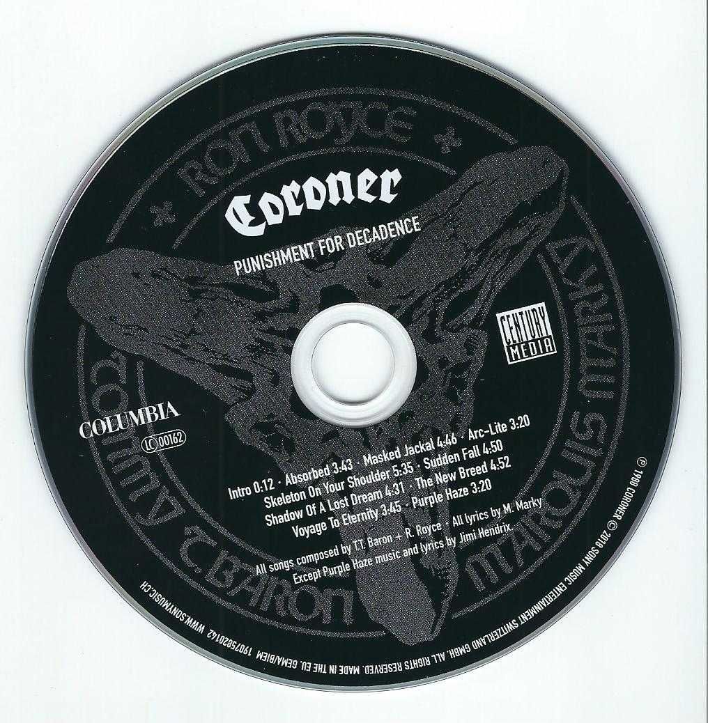 CD Coroner - Punishment For Decadence (2018) (Sony Music)