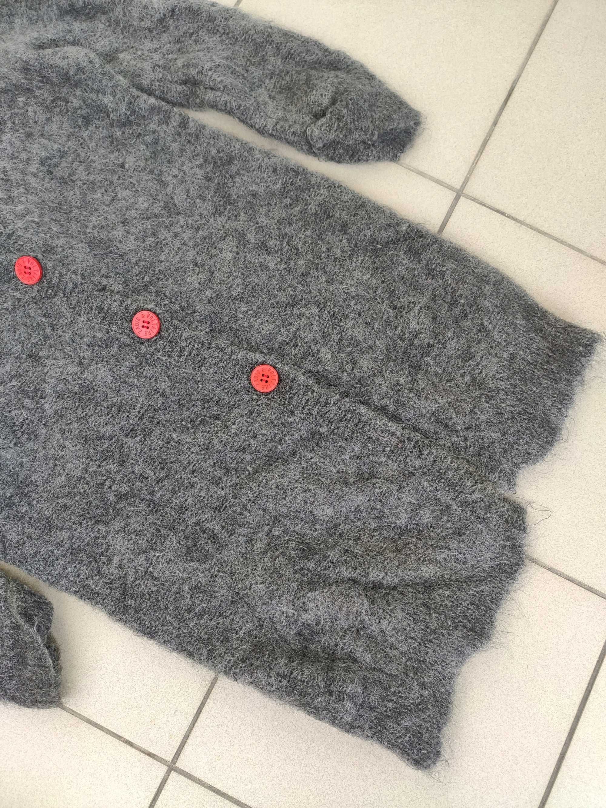 Sweter Zadig & Voltaire kardigan damski długi moher wełna szary r. S