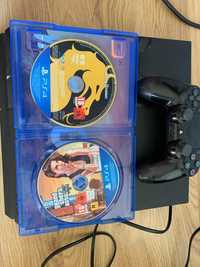 Konsola PS4 2 gry GTA5,Mortal kombat 11+pad stan zadbana