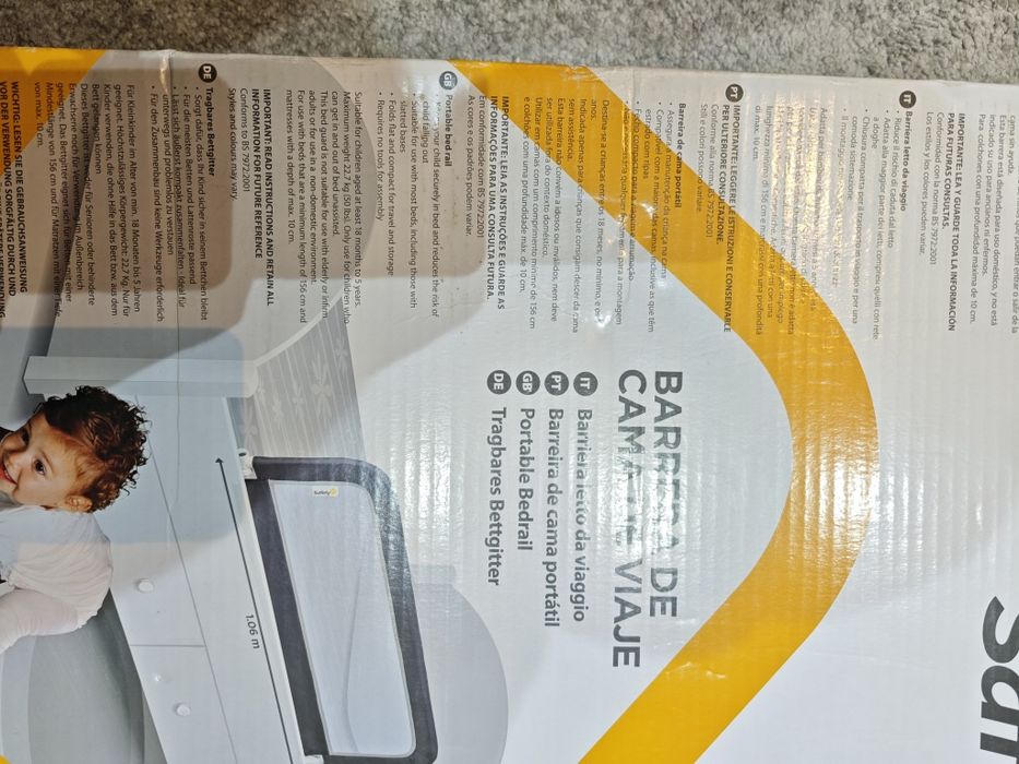 Barreira de cama portátil para bebé / criança