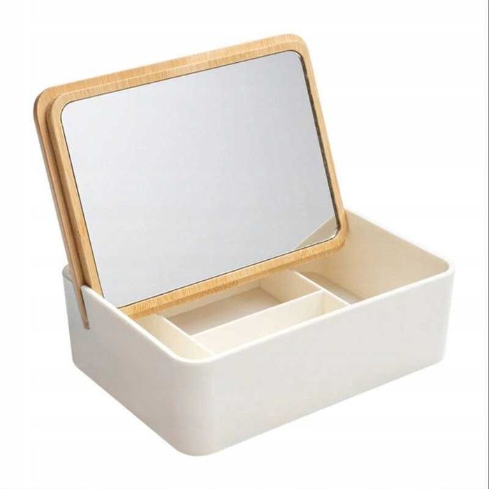 Bambusowy Organizer biżuterii z lustrem przenośny #3575