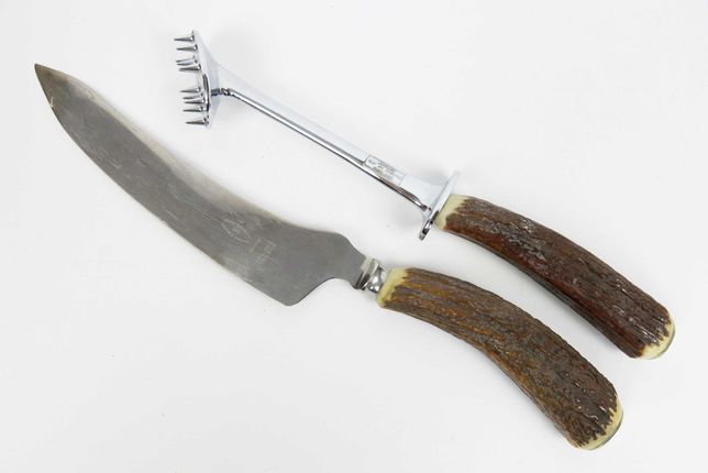 Vintage zestaw do serwowania mięsa Sheffield Butler widelec nóż
