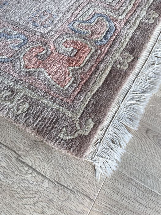 Dywan wełniany wełna 100% perski 2 m 200 x 205 cm frędzle beżowy