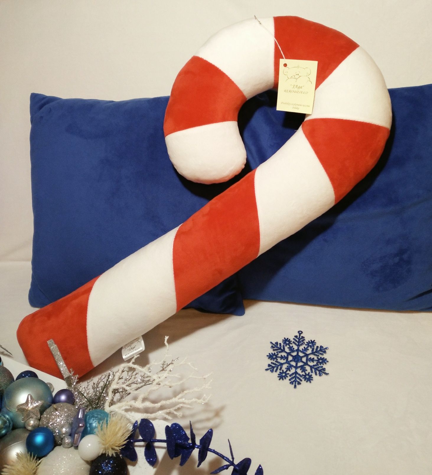 Poduszka świąteczna lizak laska Maxi 65cm rękodzieło