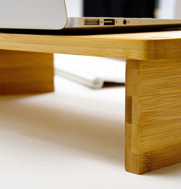 Podwójny stolik podstawka monitor laptop drewno