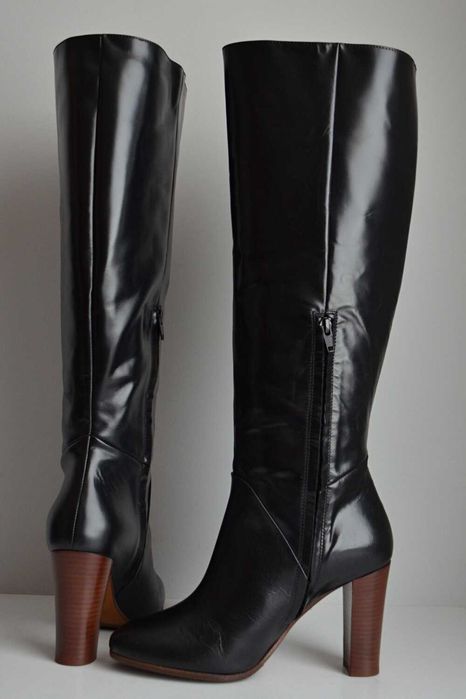 SZERSZA cholewka FANTASTYCZNA skóra wygodny obcas kozaki Sezane Amelie