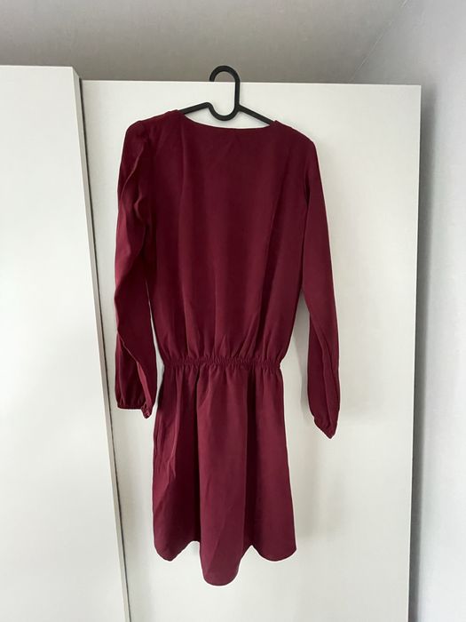 Sukienka NOWA Bordowa roz 36 Dlugi Rekaw