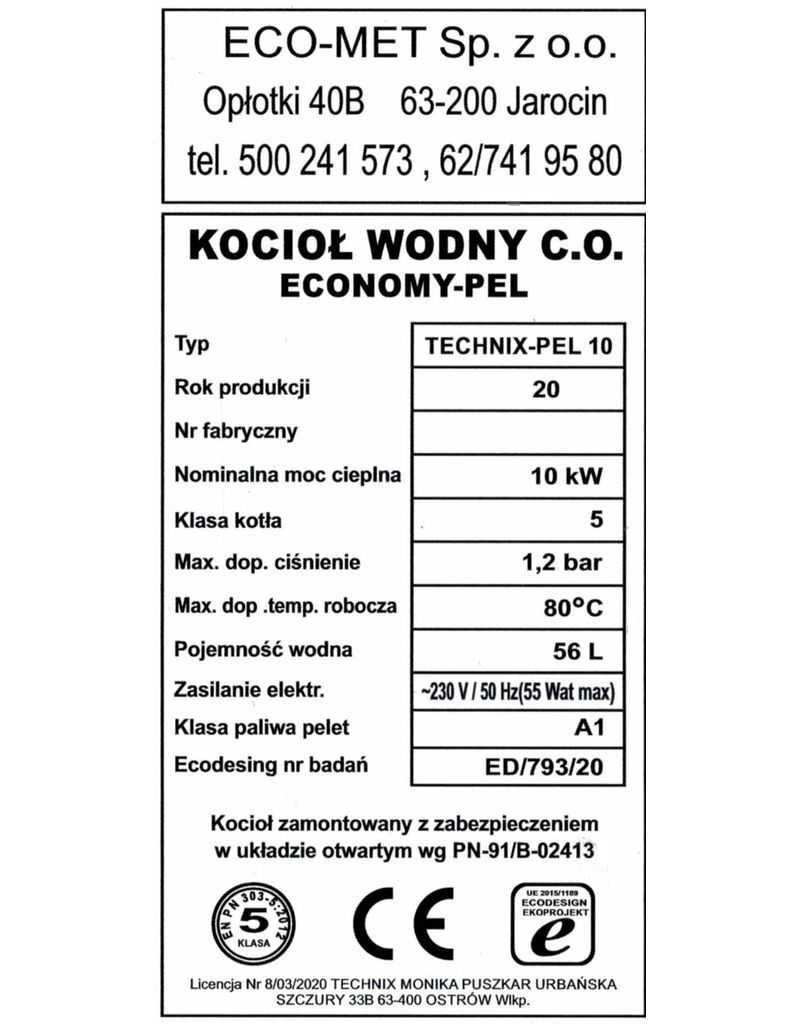 Kocioł pelletowy TECHNIX PELL 10kW – ECODESIGN wydajny piec na pellet