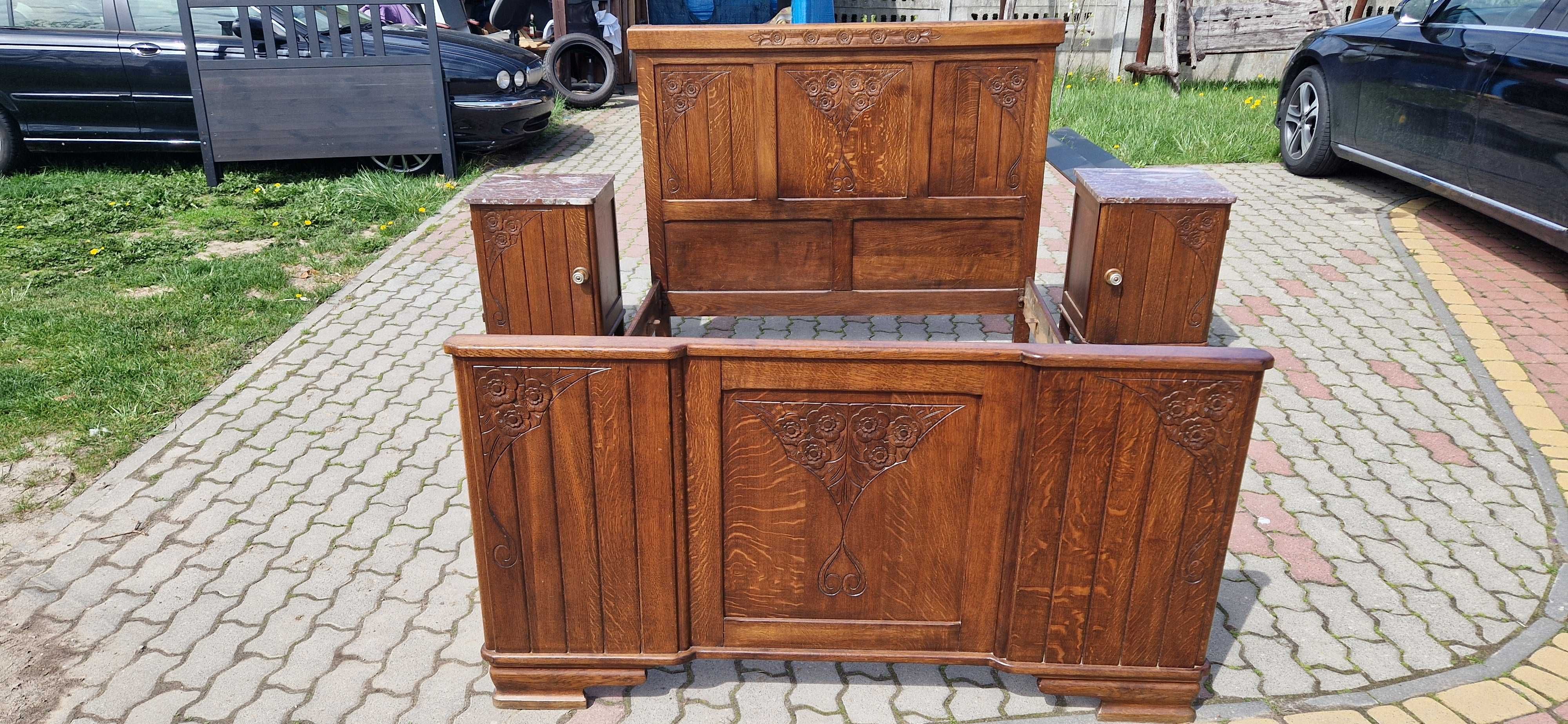Dębowa sypialnia szafa łóżko z 2 szafkami i toaletka