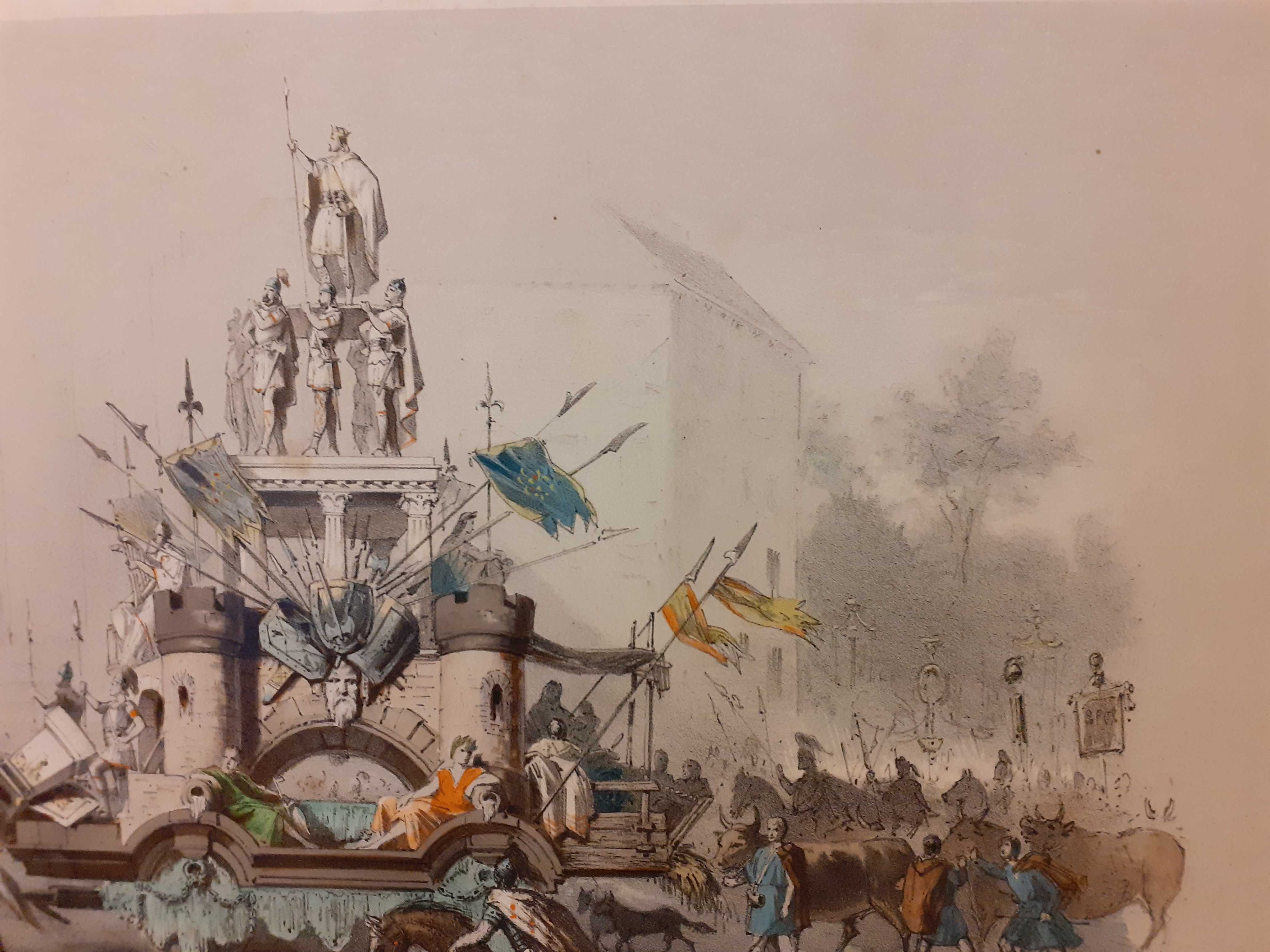 **Autentyczna Grafika Litofrafia z 1856 roku Simonau&Toovey Bruksela**