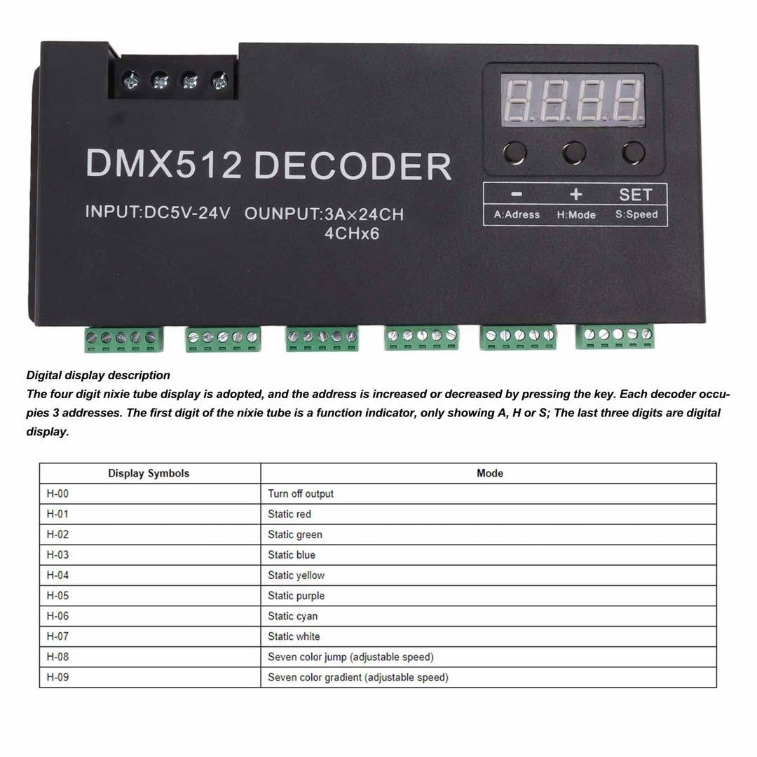 4x Controlador de escurecimento RGBW DMX512, decodificador DMX RGBW DM