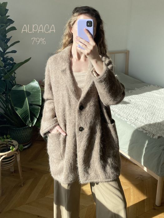 ALPAKA Premium kurtka przejściowa jasna brązowa jesienna wełniana 38 M