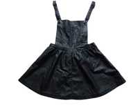 Czarna sukienka spódniczka ogrodniczka eko skóra 38,M/40,L Denim