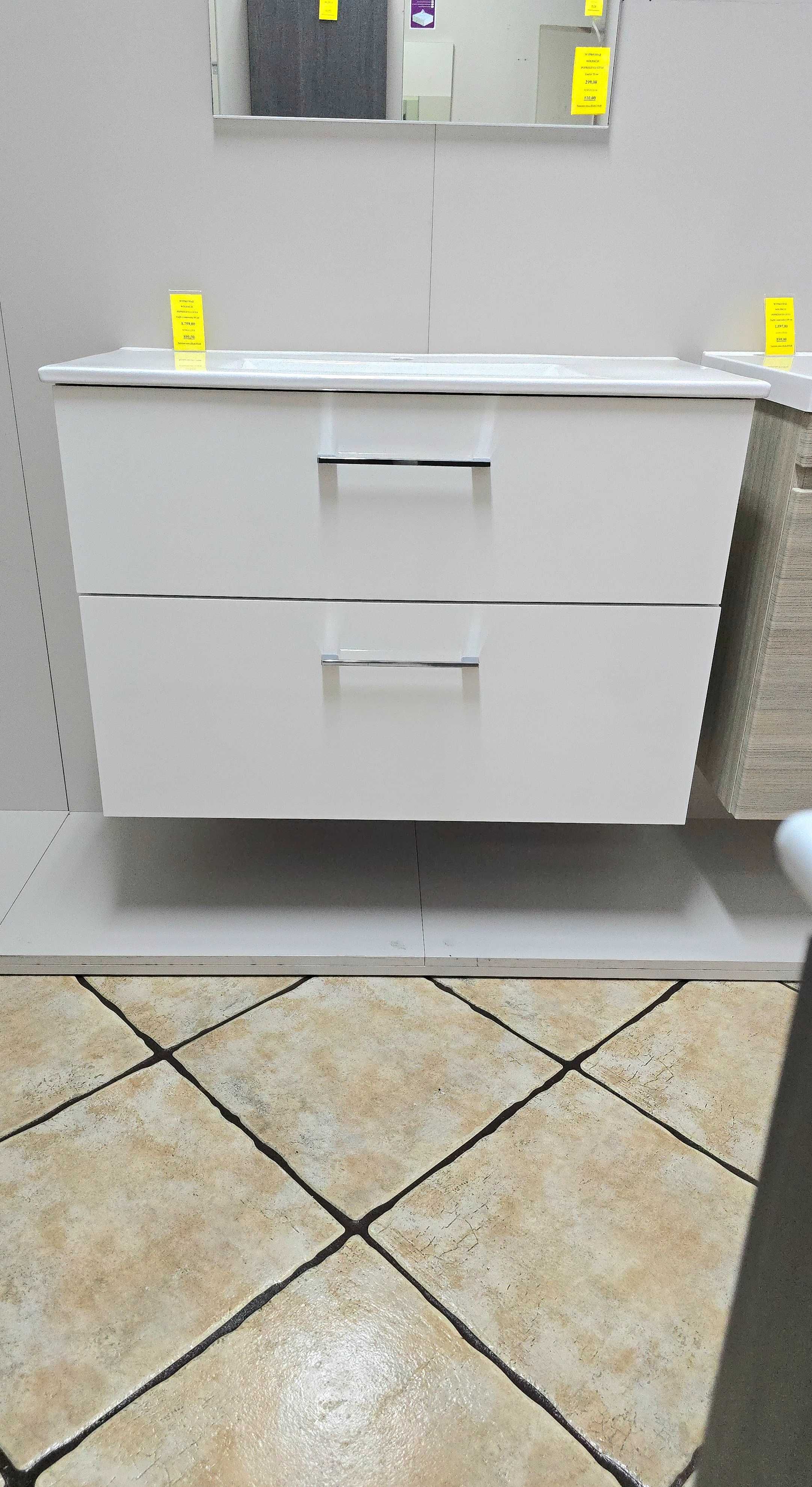 Szafka łazienkowa ORiSTO z umywalką 90 cm, biała w połysku