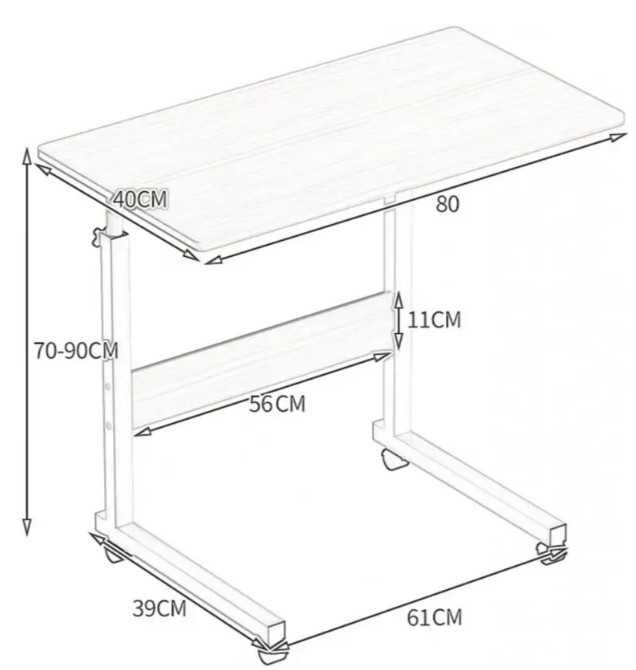 Мобільний стіл 80×40см для ноутбука ДСП дуб Сонома