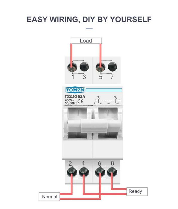 Реле перемикання резерву Tomzn TO219G, 2P, 63А
