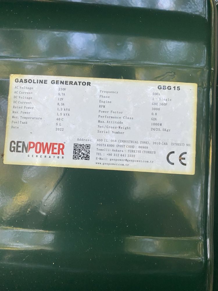 Генератор 1.5 kva Genpower