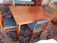 Stół z 6 krzesłami PRL