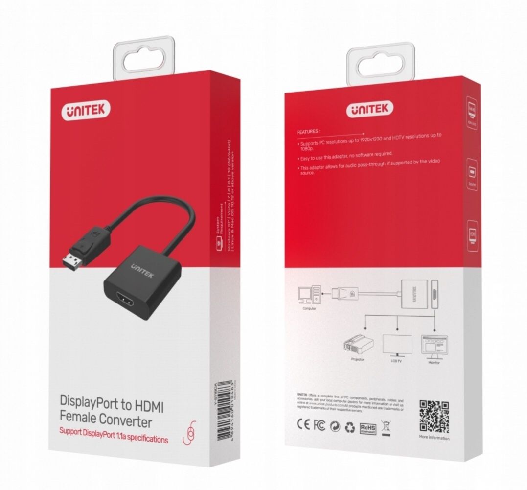 Unitek adapter DisplayPort na port HDMI Y-5118DA