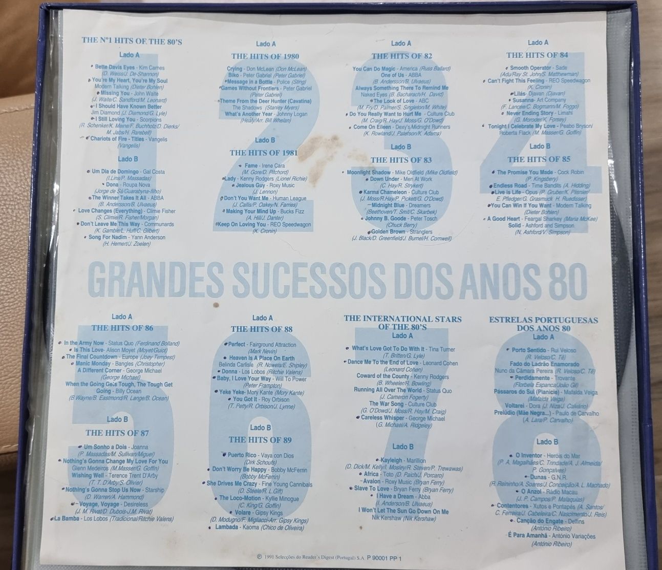 Caixa de 8 discos vinil Grandes Sucessos 80