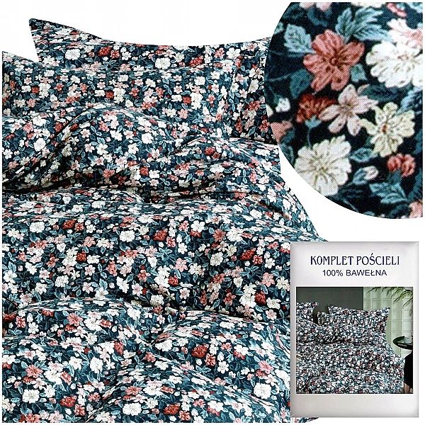 Pościel 160x200/3 części Satyna Bawełniana Aida Komplet 2x Poszewka