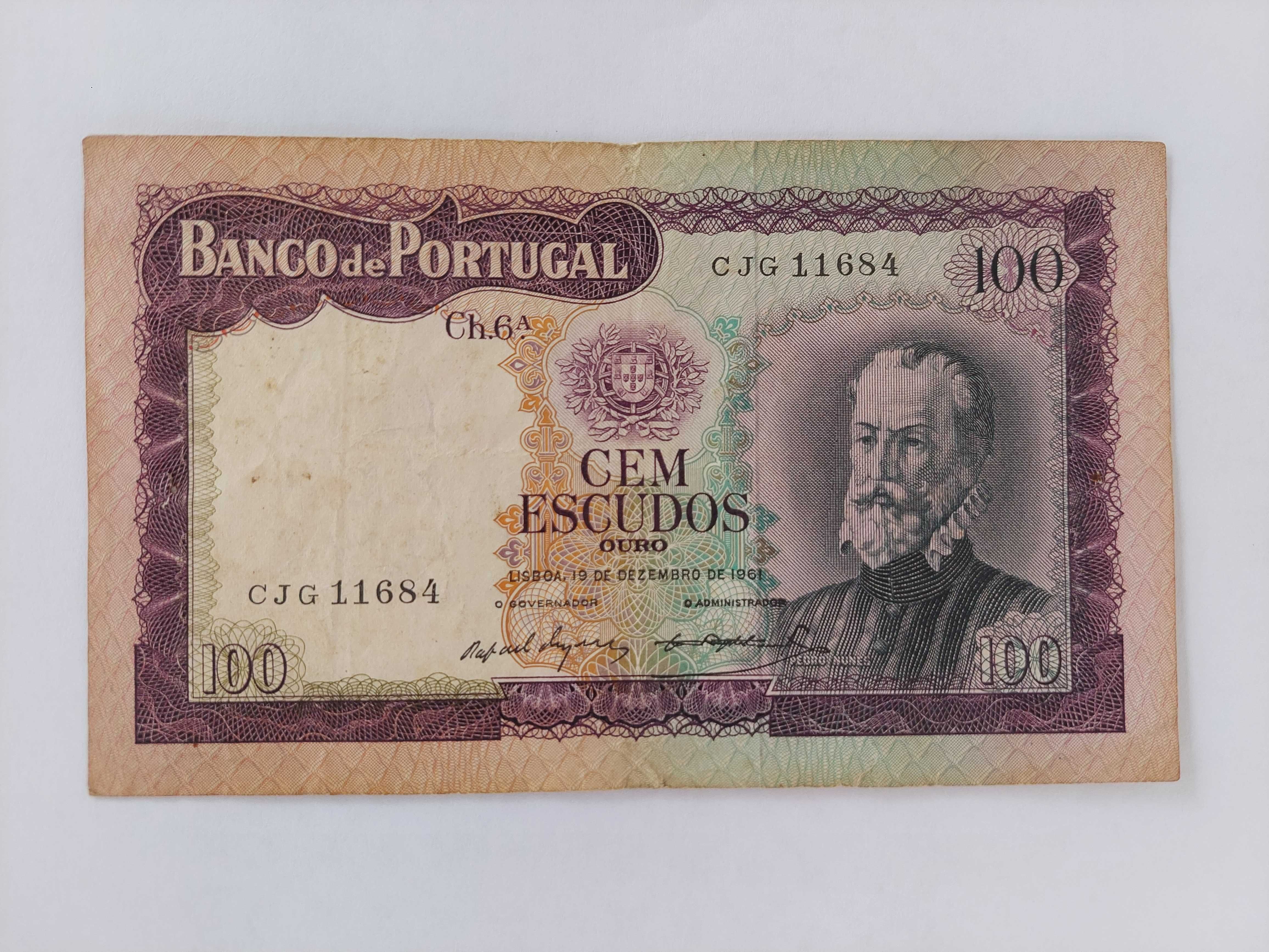 Nota antiga 100 escudos 1961- Pedro Nunes